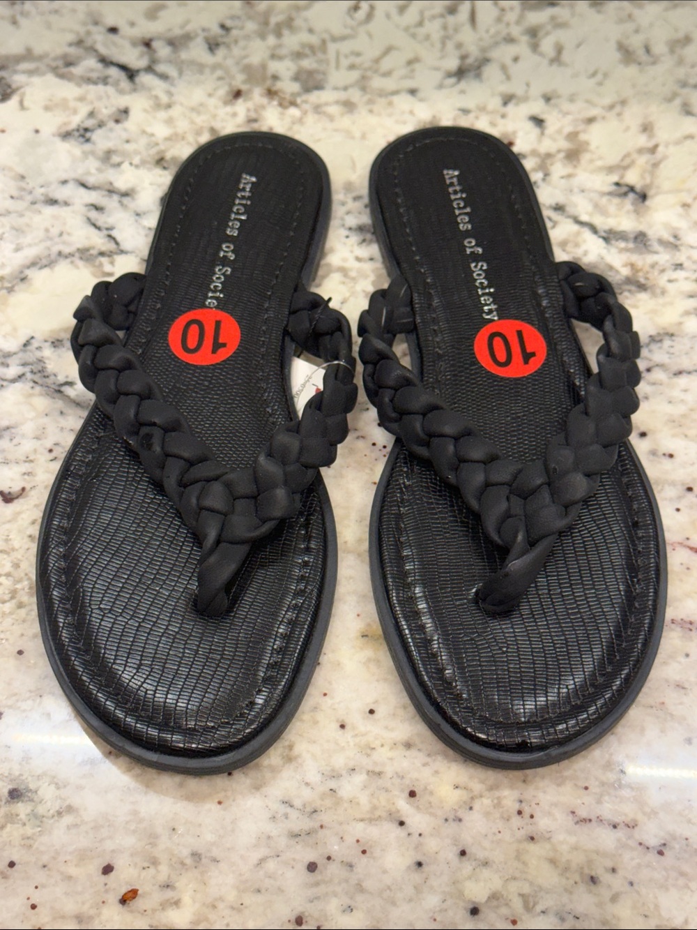 Articles Of Society Black Braided Flip Flop  Sandals